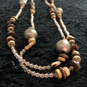Brown Double Wrap Beaded Necklace